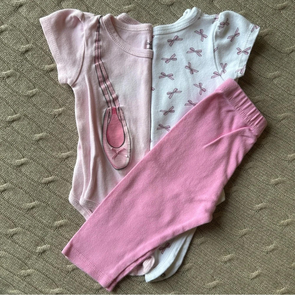 EUC Little Treasures 5pc Baby Girl Outfit Set, Pink Ballet, 9-12 Months